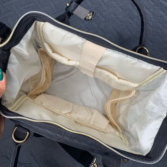 Black Quilted Diaper Bag with Teddy Bear - Picture 5 of 11